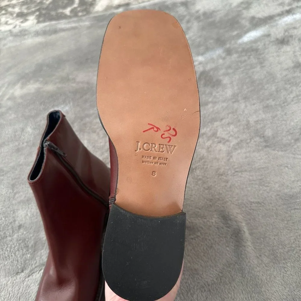 J. Crew Women's Burgundy Leather Ankle Boots
